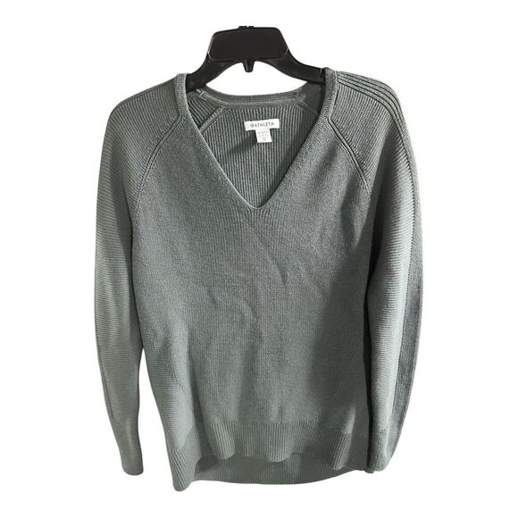 Athleta Sweater Women XS Gray Hanover Merino Blend V-Neck LS Pullover Wool - Picture 1 of 6